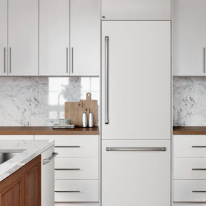 ZLINE 30" 16.1 cu. ft. Built-In Bottom Freezer Refrigerator with Water Dispenser and Ice Maker in White Matte with Graphite Gray Interior, GRBIV-WM-30