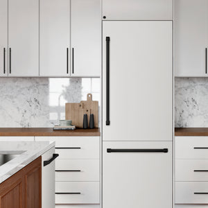 ZLINE Autograph Edition 30" 16.1 cu. ft. Built-In Refrigerator with Water Dispenser and Ice Maker in White Matte with Graphite Gray Interior and Matte Black Accents, GRBIVZ-WM-30-MB