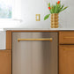ZLINE Autograph Edition 24 In. Tall Dishwasher, Touch Control, in Stainless Steel with Gold Handle, DWMTZ-304-24-G