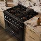 ZLINE 36" 5.2 cu. ft. Classic Dual Fuel Range with 6 Burner DuoPro™ Cooktop and Convection Oven in Black Stainless Steel, PCDRB-36