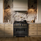 ZLINE Autograph 36" 5.2 cu. ft. Classic Dual Range with 6 Burner DuoPro™ Cooktop and Oven in Black Stainless and Champagne Bronze Accents, PCDRBZ-36-CB