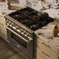 ZLINE Autograph 36" Classic Gas Range with 6 Burner DuoPro™ Cooktop and Gas Oven in Stainless Steel with Bronze Accents, PCGRZ-36-CB