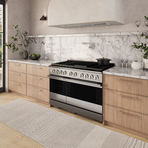 ZLINE Marino 48-Inch 6.7 cu. ft. Gas Range, 8 Brass Burner DuoPro™ Cooktop, Double Oven, Convection Oven, Reversible Griddle, Stainless Steel, PMGR48
