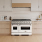 ZLINE 48" 6.7 cu. ft. Classic Dual Fuel Range with 8 Burner DuoPro™ Cooktop and Dual Ovens in Satin Stainless and White Matte, PCDRS-WM-48