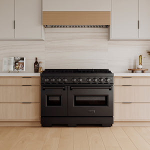 ZLINE 48" 6.7 cu. ft. Classic Gas Range with 8 Burner DuoPro™ Cooktop and Dual Ovens in Black Stainless Steel, PCGRB-48