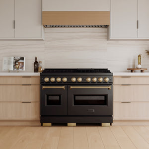ZLINE Autograph Edition 48" Classic Dual Fuel Range with 8 Burner DuoPro™ Cooktop with Bronze Accents, PCGRBZ-48-CB