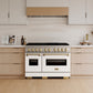 ZLINE Autograph Edition 48" Classic Gas Range with 8 Burner DuoPro™ Cooktop with White Doors and Champagne Bronze Accents, PCGRZ-WM-48-CB