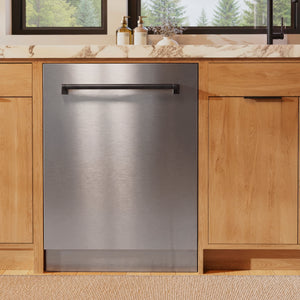 ZLINE Autograph Edition 24 In. Tall Dishwasher, Touch Control, in Stainless Steel with Matte Black Handle, DWMTZ-304-24-MB
