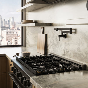 ZLINE Marino 30-Inch 4.2 cu. ft. Gas Range, 4 Brass Burners, Convection Oven, Black Stainless Steel, MGRB-BR-30