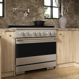 ZLINE Marino 36-Inch 5.2 cu. ft. Gas Range, 6 Brass Burners, Convection Oven, Stainless Steel, MGR-BR-36