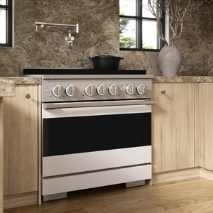 ZLINE Marino 36-Inch 5.2 cu. ft. Gas Range, 6 Burners, Convection Oven, Stainless Steel with White Matte Door, MGR-WM-36
