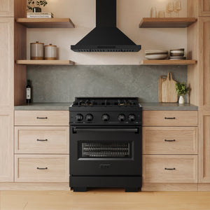 ZLINE 30" 4.2 cu. ft. Classic Dual Fuel Range with 4 Burner DuoPro™ Cooktop and Convection Oven in Black Stainless Steel, PCDRB-30