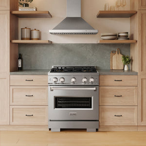 ZLINE 30" 4.2 cu. ft. Classic Dual Fuel Range with 4 Burner DuoPro™ Cooktop and Convection Oven in Satin Stainless Steel, PCDRS-30