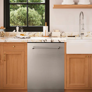 ZLINE Tallac 24-Inch Top Control Built-In Dishwasher, Stainless Steel Panel, Traditional Handle, 51 dBA, DWV-304-24