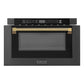 ZLINE Autograph 24" 1.2 cu. ft. Built-in Microwave Drawer in Black Stainless Steel and Polished Gold Helix Handle, MWDZ-1-BS-H-KG