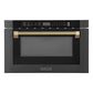 ZLINE Autograph 24" 1.2 cu. ft. Built-in Microwave Drawer in Black Stainless Steel and Champagne Bronze Helix Handle, MWDZ-1-BS-H-KCB
