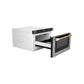 ZLINE Autograph 24" 1.2 cu. ft. Built-in Microwave Drawer in Stainless Steel and Polished Gold Helix Handle, MWDZ-1-H-KG