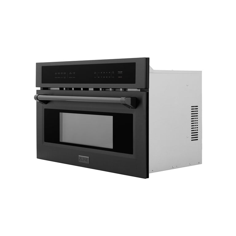 ZLINE 30 In. 1.55 cu ft. Built-in Convection Microwave Oven in Black Stainless Steel with Speed and Sensor Cooking, MWO-30-BS