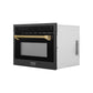 ZLINE Autograph 24" 1.6 cu ft. Built-in Convection Microwave Oven in Black Stainless Steel and Polished Gold Helix Handle, MWOZ-24-BS-KG