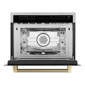 ZLINE Autograph 24" 1.6 cu ft. Built-in Convection Microwave Oven in Stainless Steel and Champagne Bronze Helix Handle, MWOZ-24-KCB