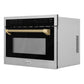 ZLINE Autograph 24" 1.6 cu ft. Built-in Convection Microwave Oven in Stainless Steel and Champagne Bronze Helix Handle, MWOZ-24-KCB