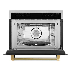ZLINE Autograph 24" 1.6 cu ft. Built-in Convection Microwave Oven in Stainless Steel and Polished Gold Helix Handle, MWOZ-24-KG