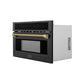 ZLINE Autograph 30" 1.6 cu ft. Built-in Convection Microwave Oven in Black Stainless Steel and Polished Gold Helix Handle, MWOZ-30-BS-KG