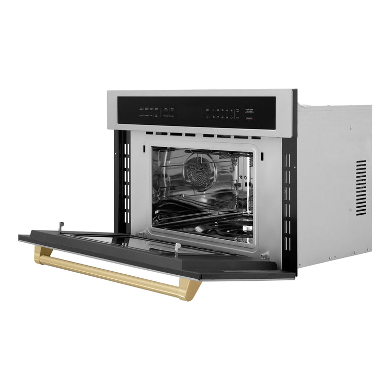 ZLINE Bronze Package - 48" Rangetop, Range Hood, Dishwasher, Refrigerator with Water & Ice Dispenser, Microwave Oven, Wall Oven