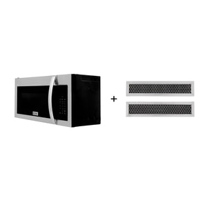 ZLINE 30" 1.5 cu. ft. Over the Range Microwave in Stainless Steel with Modern Handle And Set of 2 Charcoal Filters, MWO-OTRCF-30