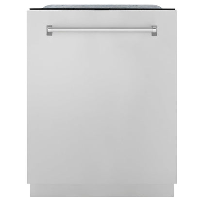 ZLINE Monument 24-Inch Top Control Built-In Dishwasher, Stainless Steel Panel, Modern Handle, 44 dBA (DWMT-304-24)