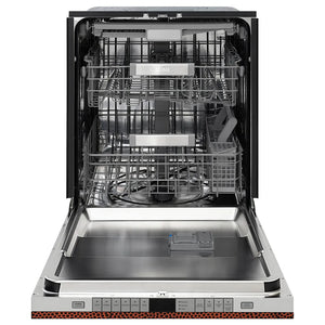 ZLINE Monument 24-Inch Top Control Built-In Dishwasher, Hand Hammered Copper Panel, 44 dBA, DWMT-HH-24