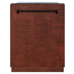 ZLINE Monument 24-Inch Top Control Built-In Dishwasher, Hand-Hammered Copper Panel, Traditional Handle, 44 dBA (DWMT-HH-24)