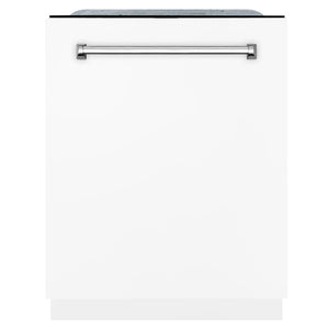 ZLINE Monument 24-Inch Top Control Built-In Dishwasher, White Matte Panel, 44 dBA, DWMT-WM-24