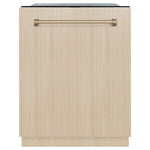 ZLINE Monument Autograph Edition 24-Inch Top Control Built-In Dishwasher, Panel Ready, Champagne Bronze Handle, 44 dBA, DWMTZ-24-CB