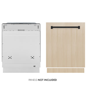 ZLINE Autograph Edition 24 In. Tall Dishwasher, Touch Control, in Custom Panel Ready with Matte Black Handle, DWMTZ-24-MB
