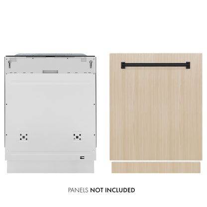 ZLINE Autograph Edition 24 In. Tall Dishwasher, Touch Control, in Custom Panel Ready with Matte Black Handle, DWMTZ-24-MB
