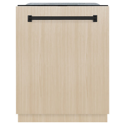 ZLINE Monument Autograph Edition 24-Inch Top Control Built-In Dishwasher, Panel Ready, Matte Black Handle, 44 dBA, DWMTZ-24-MB