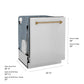 ZLINE Autograph Edition 24 In. Tall Dishwasher, Touch Control, in Stainless Steel with Champagne Bronze Handle, DWMTZ-304-24-CB