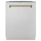 ZLINE Autograph Edition 24 In. Tall Dishwasher, Touch Control, in Stainless Steel with Champagne Bronze Handle, DWMTZ-304-24-CB