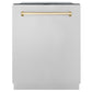 ZLINE Autograph Edition 24 In. Tall Dishwasher, Touch Control, in Stainless Steel with Gold Handle, DWMTZ-304-24-G