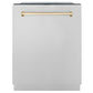ZLINE Monument Autograph Edition 24-Inch Top Control Built-In Dishwasher, Stainless Steel Panel, Polished Gold Handle, 44 dBA, DWMTZ-304-24-G