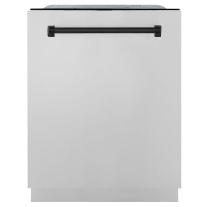 ZLINE Autograph Edition 24 In. Tall Dishwasher, Touch Control, in Stainless Steel with Matte Black Handle, DWMTZ-304-24-MB