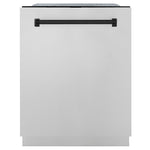 ZLINE Monument Autograph Edition 24-Inch Top Control Built-In Dishwasher, Stainless Steel Panel, Matte Black Handle, 44 dBA, DWMTZ-304-24-MB