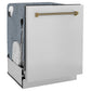 ZLINE Autograph 24" Monument Series 3rd Rack Top Touch Control Tall Tub Dishwasher in Stainless Steel with Champagne Bronze Helix Handle, 45dBa, DWMTZ-30424-KCB