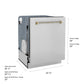 ZLINE Autograph 24" Monument Series 3rd Rack Top Touch Control Tall Tub Dishwasher in Stainless Steel with Polished Gold Helix Handle, 45dBa, DWMTZ-30424-KG