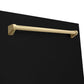 ZLINE Monument Autograph Edition 24-Inch Top Control Built-In Dishwasher, Black Matte Panel, Traditional Champagne Bronze Handle, 45 dBA, DWMTZ-BLM-24-CB