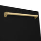 ZLINE Monument Autograph Edition 24-Inch Top Control Built-In Dishwasher, Black Matte Panel, Traditional Polished Gold Handle, 45 dBA, DWMTZ-BLM-24-G