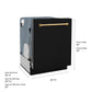 ZLINE Monument Autograph Edition 24-Inch Top Control Built-In Dishwasher, Black Matte Panel, Traditional Polished Gold Handle, 45 dBA, DWMTZ-BLM-24-G