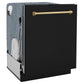 ZLINE Monument Autograph Edition 24-Inch Top Control Built-In Dishwasher, Black Matte Panel, Traditional Polished Gold Handle, 45 dBA, DWMTZ-BLM-24-G