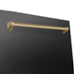 ZLINE Monument Autograph Edition 24-Inch Top Control Built-In Dishwasher, Black Stainless Steel Panel, Champagne Bronze Handle, 44 dBA, DWMTZ-BS-24-CB